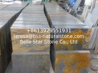 China Natural Split Surface Chinese Rusty Slate Walkway Multicolor Slate Floor Tiles Slate Paving Stone supplier
