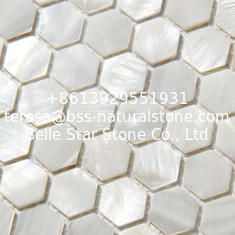 China Handmade Beautiful  Sea Shell Wall Mosaic Freshwater Sea Shell Mosaic Hexagon Shape 23.5mm supplier