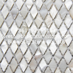 China Handmade Beautiful Sea shell Mosaic Freshwater Sea Shell Wall Mosaic Rhombus Shape 25x10mm supplier