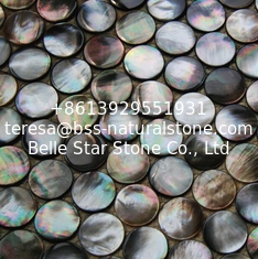 China Handmade Beautiful Sea shell Mosaic Black Butterfly Shell Mosaic Round Pieces dia 20mm supplier