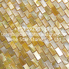 China Handmade Beautiful Sea shell Mosaic Yellow Butterfly Shell Mosaic Square Pieces 10x20mm supplier