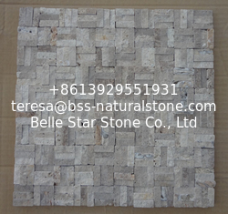 China Natural Stone Mosaic Chinese Travertine Mosaic Natural Surface Finish for Wall Decoration supplier