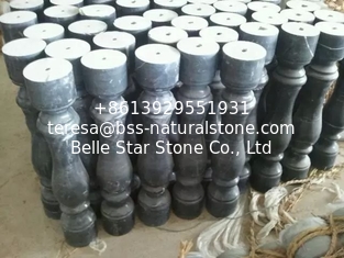 China Stone Baluster Guangxi Nero Marquina Marble Balustrade China Black Marble Balcony Railings supplier