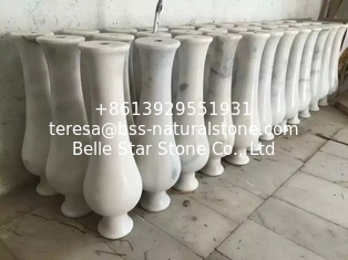 China Balcony Baluster Guangxi White Marble Balustrade China Carrara Marble Stair Railings Rails supplier