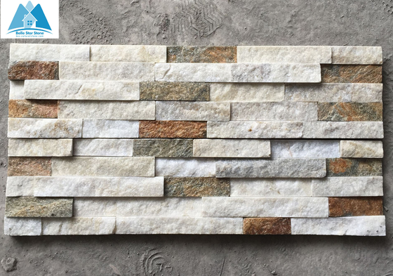 China Mixed Colors Quartzite Ledgestone Panels Cultured Stone Veneer Stone Wall Cladding Panels supplier