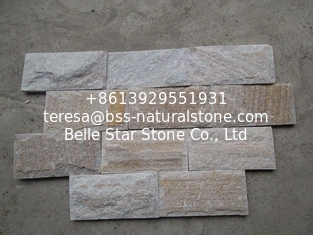 China Golden Line Quartzite Mushroom Stones Pillar/Column Wall Stone Landscaping Stones supplier