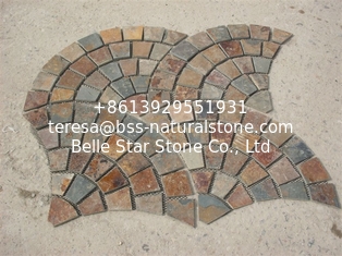 China China Rusty Slate Fan Flagstone Walkway Patio Pavers Fan Flagstone Driveway Outdoor Wall Stone supplier