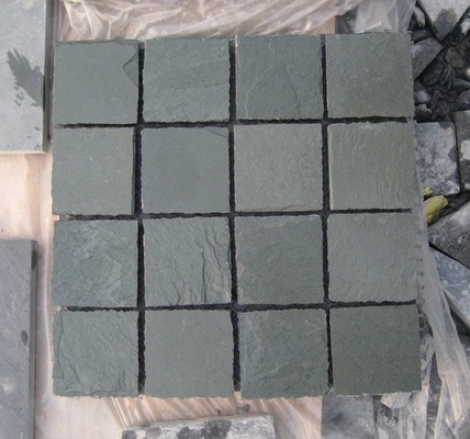 China Green Slate Flagstone Patio Natural Meshed Flagstone Walkway Slate Paving Stone Mat supplier