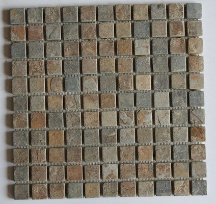 China Rusty Slate Stone Mosaic Natural Mosaic Pattern Wall Slate Mosaic Floor Tiles supplier