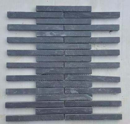 China Carbon Black Slate Mosaic Pattern Natural Stone Mosaic Wall Tiles Charcoal Slate Mosaic Parquet supplier