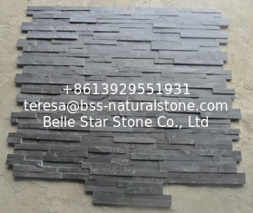 China Charcoal Slate Thin Stone Veneer,Black Split Face Slate Z Stone Panel,Riven Slate Stacked Stone,Black Slate Culture Ston supplier