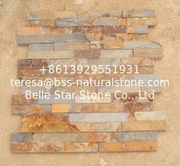 China Rusty Slate 3D Ledgestone Multicolor Slate Fireplace Stone Cladding Natural Thin Stone Veneer supplier