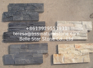 China Black Quartzite 18x35 Thin Stone Veneer,Natural Stone S cut Stone Cladding,Quartzite Culture Stone supplier
