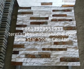 China White Quartzite Mixed Rusty Slate Culture Stone,Lightweight Thin Stone Veneer,Natural Stacked Stone supplier