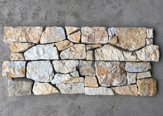 China Yellow Slate Z Stone Panel with Steel Wire Back,Thick Slate Stacked Stone Cladding,Outdoor Veneer supplier