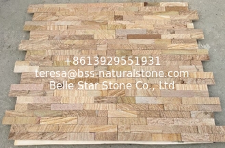 China Wooden Sandstone Z Stone Panel,Yellow Thin Stone Veneer,Outdoor Culture Stone Cladding for Wall supplier