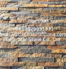 China Rustic/Green Mixed Color Quartzite Stacked Stone,Indoor Multicolor Ledger Panels,Culture Stone Veneer supplier