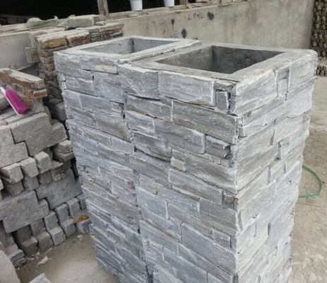 China Grey Slate Column,Natural Stone Pillar,Ledgestone Pillar,Grey Stone Postbox,Gate Grey Pillar supplier