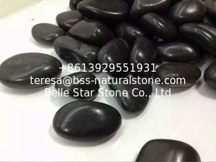 China Polished Black Pebble Stones,Black Cobble Stones,Black River Stones,Cobble River Pebbles,Landscaping Pebbles supplier