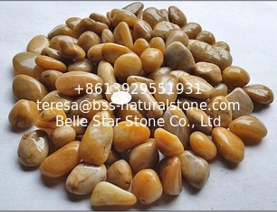 China Polished Pebble Stones,Yellow Cobble Stones,Yellow River Stones,Cobble River Pebbles,Landscaping Pebbles supplier