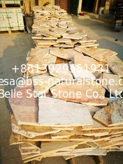 China New Yellow Slate Random Flagstones,Slate Irregular Flagstones,Slate Crazy Stones,Yellow Random Stones supplier