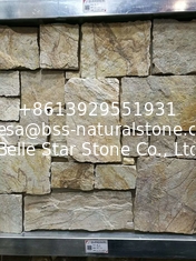 China New Yellow Slate Wall Tiles,Yellow Retaining Wall,Slate Wall Stone Cladding,Yellow Stone Tiles supplier