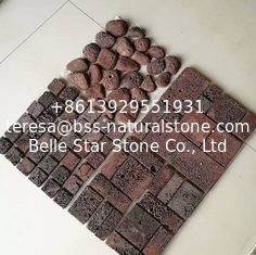 China Red Lava Stone Mosaic,Natural Stone Mosaic Pattern,Basalt Mosaic Wall Tiles,Interior Stone Mosaic supplier