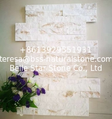 China Cream Quartzite Thin Stone Veneer,Ivory Quartzite Culture Stone,18x35 S cut Stone Cladding,Stacked Stone supplier