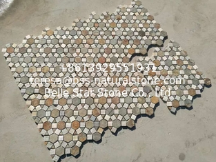 China Multicolor Slate Mosaic,Natural Stone Mosaic Pattern,Slate Mosaic Wall Tiles,Interior Stone Mosaic supplier