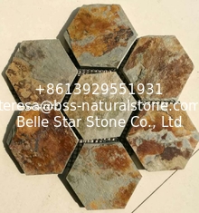 China Multicolor Slate Hexagon Flagstone,Rust Slate Flagston Patio Stones/Wall Cladding Natural Slate Flagstone Pavers/Walkway supplier
