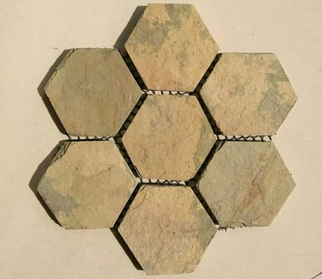 China Yellow Slate Hexagon Flagstone,Slate Flagston Patio Stones/Wall Cladding Natural Slate Flagstone Pavers/Walkway supplier