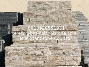 China White Wood Granite Culture Stone,Natural Thin Stone Veneer,Fireplace Stacked Stone Wall Panel supplier