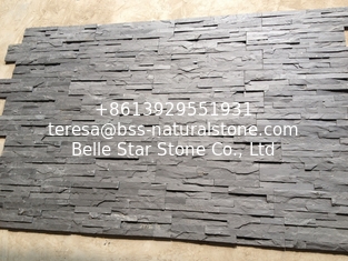 China Split Face Slate Stacked Stone,Riven Black Slate Stone Cladding,Thin Stone Veneer,Black Slate Zclad Stone Panels supplier