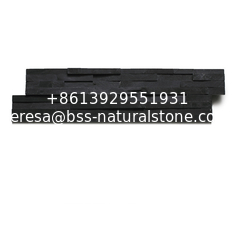 China Black Slate Mini Stacked Stone,Split Face Slate Stone Veneer,Sclad Brick Slim Black Slate Stone Cladding,Culture Stone supplier