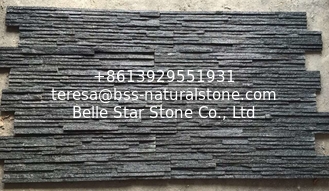 China Black Quartzite Waterfall Shape Ledgestone,Quartzite Mini Stacked Stone,Black Stone Cladding,Thin Stone Veneer supplier