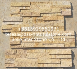 China Yellow Sandstone Ledger Panels,China Sandstone Veneer,Yellow Stacked Stone,Real Stone Cladding,Culture Stone supplier