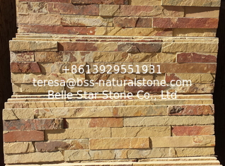 China Rust Yellow Slate Culture Stone,Split Face Slate Stone Cladding,Riven Slate Stacked Stone,Thin Stone Veneer,Ledger Panel supplier