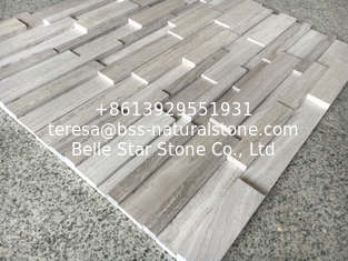 China White Wooden Marble 3D Stone Cladding,White Serpeggiante Marble Ledger Panels,Chenille White Marble Stacked Stone Veneer supplier