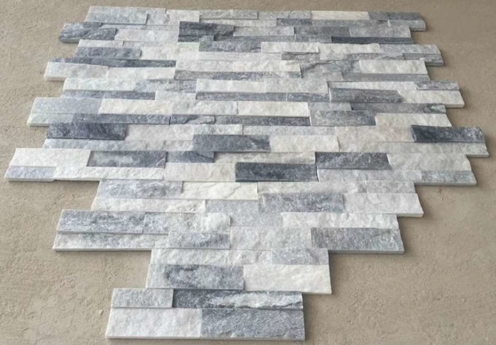China Silver Cloud Quartzite Sclad Culture Stone,Cloudy Grey Stacked Stone,18x35cm Stone Veneer,Natural Stone Cladding supplier
