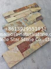 China Chinese Yellow Rusty Slate Sclad Stone Panels,Split Face Slate Stone Cladding,Riven Slate Stone Veneer,Real Stacked Ston supplier