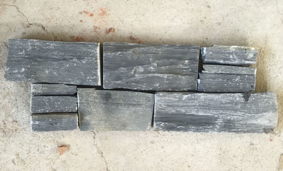 China Black Slate Zclad Stacked Stone Backed Steel Wire,Charcoal Slate Stone Cladding,Carbon Black Slate Culture Stone supplier