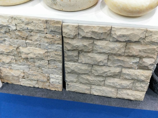 China Beige Travertine Mushroom Stone,Yellow Stone Wall Cladding,Pillar Wall Tiles supplier